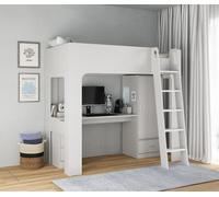 Save On Goods UK Grey Wood Finish High Sleeper Kids Bed Frame.desk,drawers,wardrobe Storage