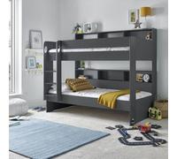 Save On Goods UK Kids Childs Single Grey Wood Bunk Bed,wooden Shelf Storage Bed Frame