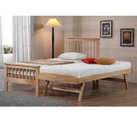 Save On Goods UK Oak Wood Finish Guest Bed,underbed,trundle,overnighter Wooden Bed Frame 3Ft Single