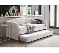 Save On Goods UK Pink Day Bed,sofabed,guest Trundle Fabric Upholstered Velour, Bed Frame