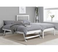 Save On Goods UK White Painted Overnighter Trundle Pullout,roll Out Guest Bed Wood Bed Frame Set