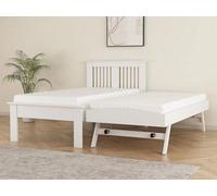 Save On Goods UK White Wood Guest Bed,underbed,trundle,overnighter Wooden Bed Frame Only. 3Ft Single