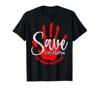 Save Our Children End Human Trafficking Awareness Handprint T-Shirt