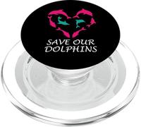 Save Our Dolphins Heart Marine Ocean Conservation Dolphins PopSockets PopGrip for MagSafe