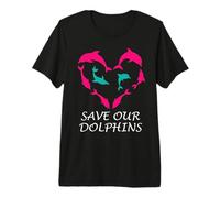 Save Our Dolphins Heart Marine Ocean Conservation Dolphins Premium T-Shirt