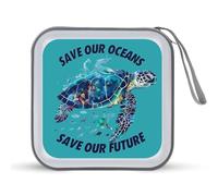 Save Our Oceans Earth Day CD Case 40 Capacity Plastic DVD Storage Box Sleeves Zippered Wallet