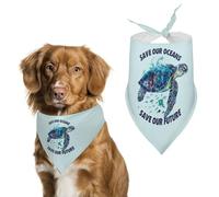 Save Our Oceans Earth Day Dog Bandana Puppy Cat Scarfs Bibs Washable Triangle Kerchief Pet Gifts