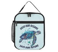 Save Our Oceans Earth Day Lunch Bag Insulated Bento Box Tote Bags Portable Lunchbag for Women Men Work Picnic