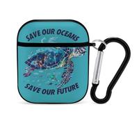 Save Our Oceans Earth Day PC Headphone Case for AirPods 1 And 2 Earphone Cover Earbuds Accessories with Keychain