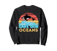 Save Our Oceans Retro Orca Whale Marine Biologists Sweatshirt