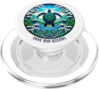 Save Our Oceans Turtle Artwork - Ocean Conservation Design PopSockets PopGrip for MagSafe