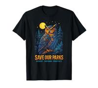Save Our Parks - Owl Forest Conservation Art T-Shirt