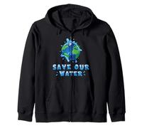 Save Our Waters Earth Day 2026 Clean Water Conservation Zip Hoodie