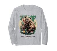 Save Our Wildlife Bear Deer Birds Forest Conservation Long Sleeve T-Shirt