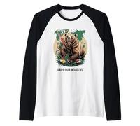 Save Our Wildlife Bear Deer Birds Forest Conservation Raglan Baseball Tee