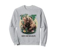 Save Our Wildlife Bear Deer Birds Forest Conservation Sweatshirt