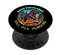 Save planet death humans dinosaur taxi apocalypse PopSockets Adhesive PopGrip