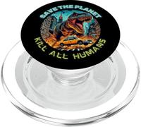Save planet death humans dinosaur taxi apocalypse PopSockets PopGrip for MagSafe