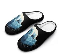 Save Polar Bears Melting Glaciers Breathable Slippers Women Slip On Winter Warm House Slippers Shoes Bedroom 11-12(42-43)