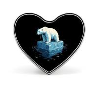 Save Polar Bears Melting Glaciers Cute Brooch Badge Metal Heart Shaped Lapel Pins for Men Women Clothes Bag Hat Jewelry Accessories