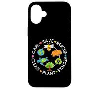 Save Rescue Recycle Clean Crayon Kids Earth Day Boys Girls Case for iPhone 16 Plus