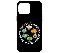 Save Rescue Recycle Clean Crayon Kids Earth Day Boys Girls Case for iPhone 16 Pro Max