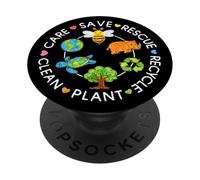Save Rescue Recycle Clean Crayon Kids Earth Day Boys Girls PopSockets Adhesive PopGrip