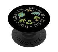Save Rescue Recycle Plant Clean Care - Earth Day Climate PopSockets Adhesive PopGrip