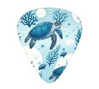 Save-Sea-Turtle-Blue 12 Pack Guitar Picks With 3 Thicknesses And Storage Box, Abs Plectrums For Electric Bass Guitar Players
