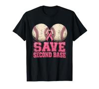 Save Second 2nd Base Baseball for Girls Women Breast Cancer T-Shirt