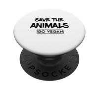Save The Animals Go Vegan - Love Veggies, Vegetarian, Peace PopSockets Adhesive PopGrip