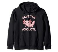 Save The Axolotl Cute Kawaii Exotic Pet Animal Rescue Zip Hoodie