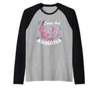 Save The Axolotls Cute Axolotl Protect The Axolotls Raglan Baseball Tee