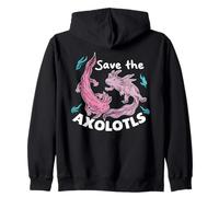 Save The Axolotls Cute Axolotl Protect The Axolotls Zip Hoodie