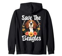 Save The Beagles Beagle Rescue Adoption Support Zip Hoodie