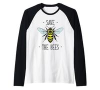 Save The Bees Bee Vintage Illustration Nature Lover Raglan Baseball Tee