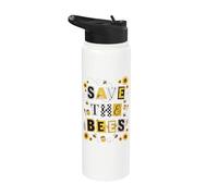 Save The Bees Collage Sunflowers Honeycomb Stainless Steel Insulated Water Bottle