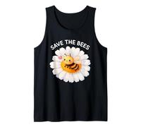 Save The Bees Cute Kawaii Bee Yellow Daisy Flower Tank Top