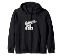 Save The Bees Eco Friendly Nature Awareness Design Zip Hoodie