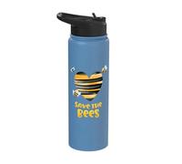 Save the Bees Heart Apiary Bee Beekeeper Earth Day Men Women Stainless Steel Insulated Water Bottle