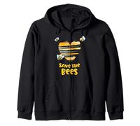 Save the Bees Heart Apiary Bee Beekeeper Earth Day Men Women Zip Hoodie