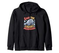 Save The Chubby Manatee Cute Mermaids Humor Zip Hoodie