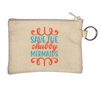 Save The Chubby Mermaids Key Chain Coin Purse Beige
