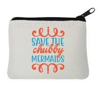 Save The Chubby Mermaids Neoprene Coin Purse Pouch 10x11cm White