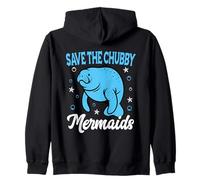 Save The Chubby Sea Cow Mermaids Manatee Vintage Earth Day Zip Hoodie