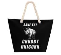 SAVE THE CHUBBY UNICORN Tote Bags for Women Men Shoulder Beach Bag Shopping Handbag with Hemprope Handle