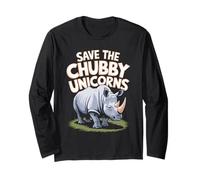 Save The Chubby Unicorns Funny Rhino Shirt Long Sleeve T-Shirt
