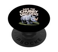 Save the Chubby Unicorns Funny Rhino Shirt PopSockets Adhesive PopGrip