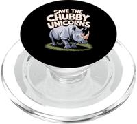 Save the Chubby Unicorns Funny Rhino Shirt PopSockets PopGrip for MagSafe