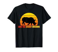 Save The Chubby Unicorns Funny Rhino Sunset Humor T-Shirt